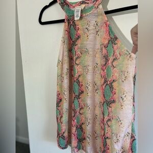 BiBi Vibrant Snake Print Halter Top Size Small